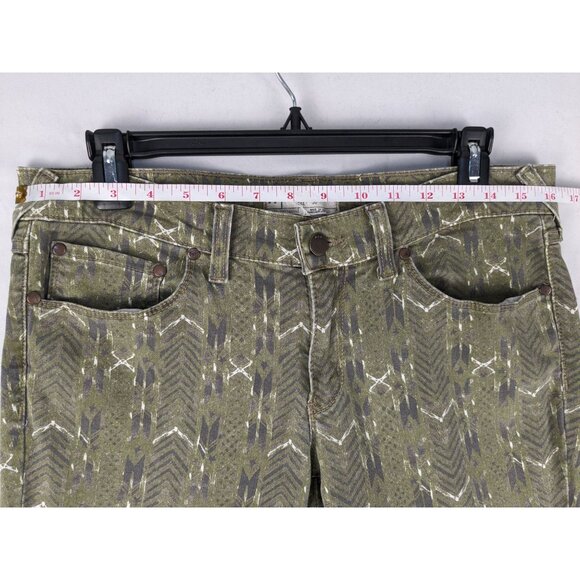 Free People Pants Womens Size 30 Green Aztec Print Ankle Jean - Picture 4 of 9